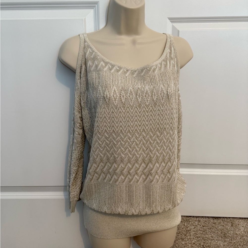 White House Black Market Cream and Gold Top